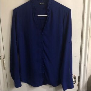EUC! Express royal blue small petite long sleeve blouse.